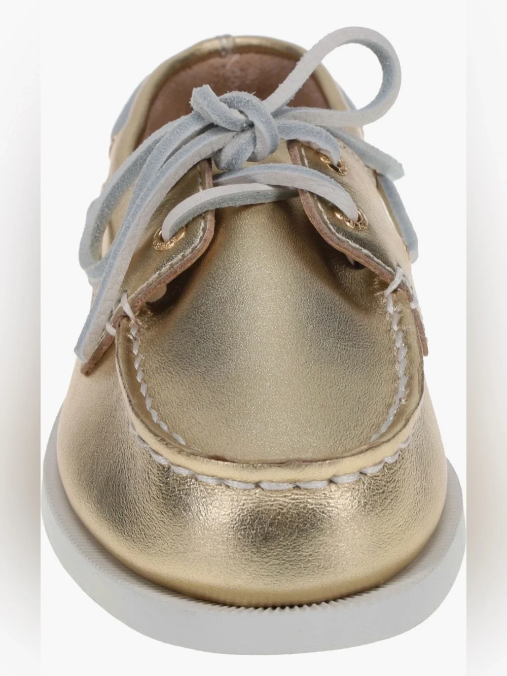 Sperry Metallic Gold Kids Moccasin with Light Gray Laces